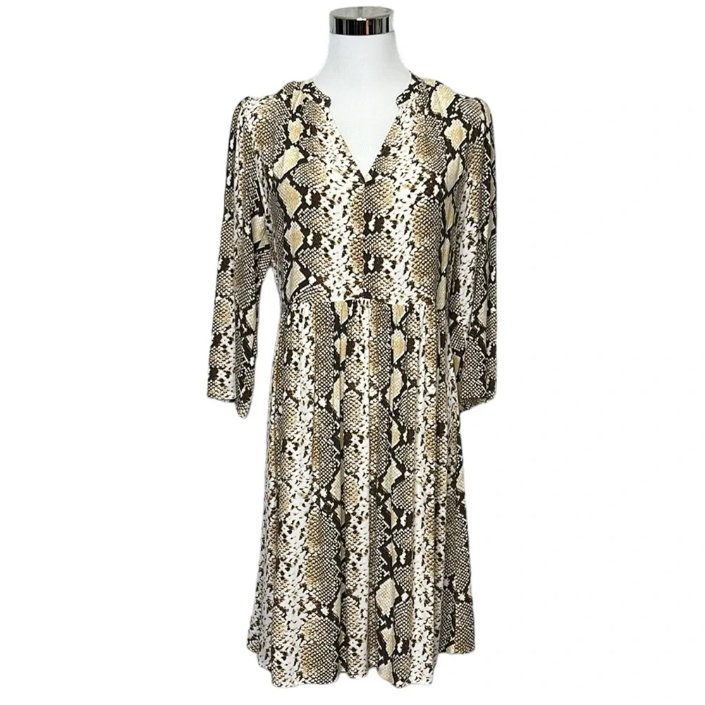 Anthropologie Maeve Snake Print 3/4 Sleeve Dress Size XS